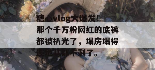 糖心vlog大爆发！那个千万粉网红的底裤都被扒光了，塌房塌得连地基都不剩了。